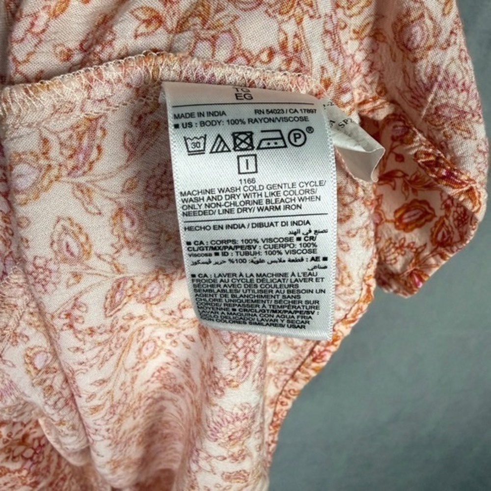 Old Navy Peach Floral Print Maxi Dress Cutout Waist XL Spring Resort Vacation - Picture 8 of 16